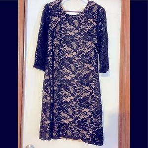Black Lace with nude slip. Bell sleeve